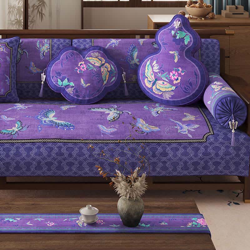 Ownkoti Vintage Oriental Purple Butterfly Sofa Protector - image 2