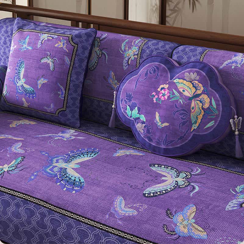 Ownkoti Vintage Oriental Purple Butterfly Sofa Protector - image 3