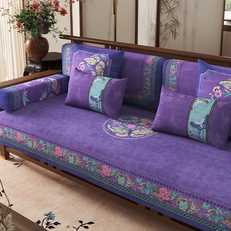 Ownkoti Oriental Style Floral & Butterfly Sofa Protector - image 3
