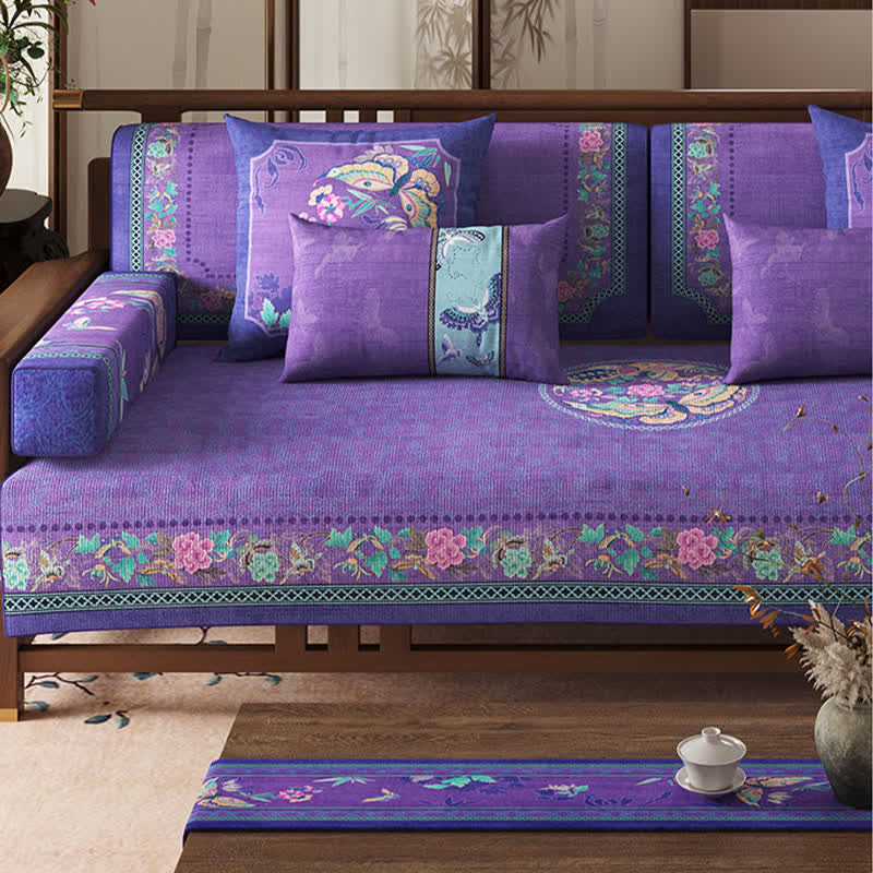 Ownkoti Oriental Style Floral & Butterfly Sofa Protector - image 1