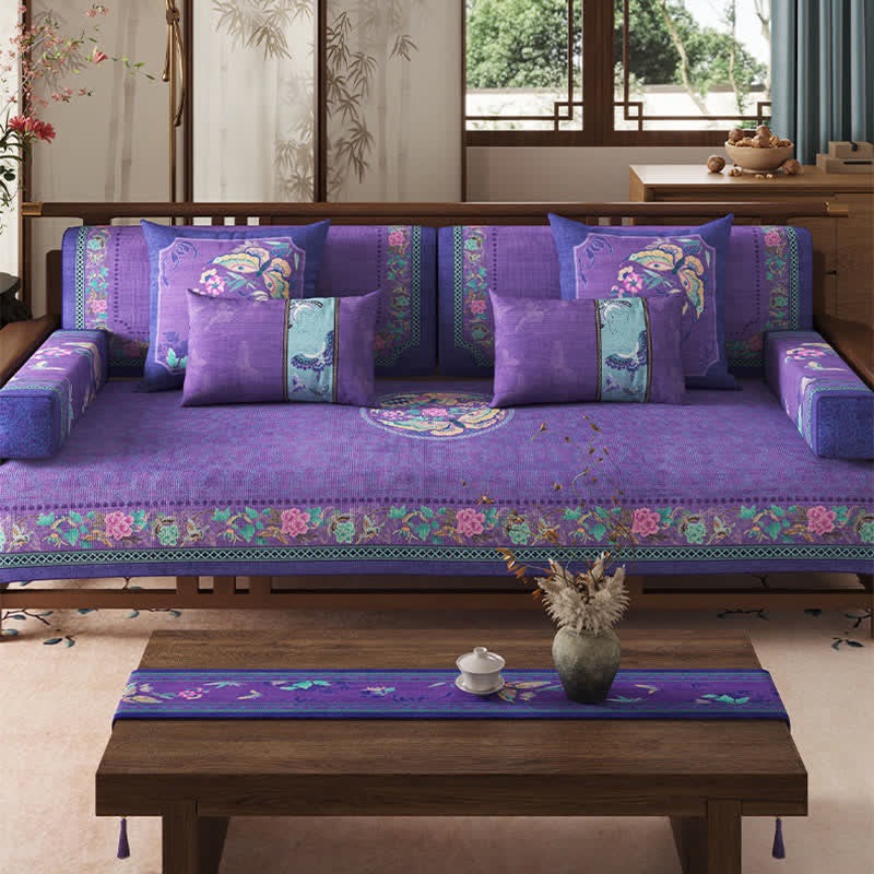 Ownkoti Oriental Style Floral & Butterfly Sofa Protector - image 2