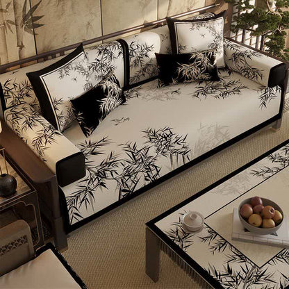 Ownkoti Vintage Oriental Bamboo Leaf Sofa Slipcover - image 1