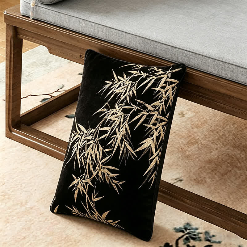 Ownkoti Vintage Oriental Bamboo Leaf Sofa Slipcover - Throw Pillow - 12" x 19" - image 5