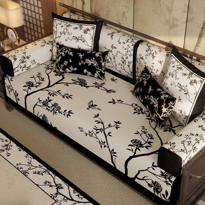 Ownkoti Vintage Oriental Branch & Floral Sofa Slipcover - image 1