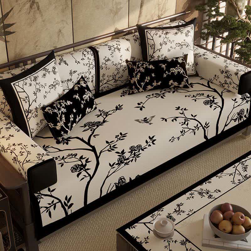 Ownkoti Vintage Oriental Branch & Floral Sofa Slipcover - image 2