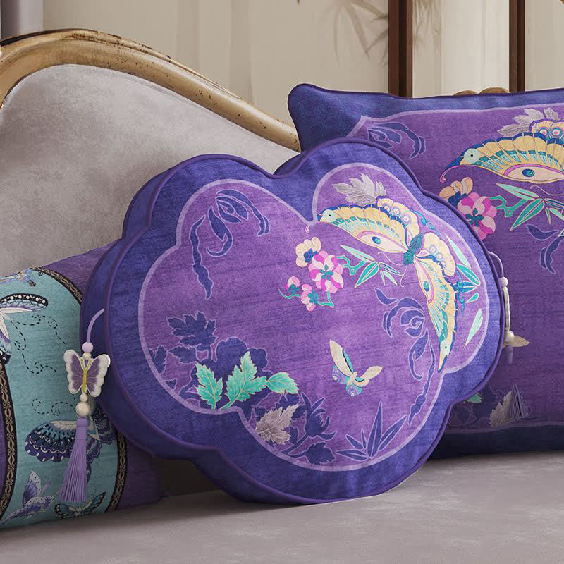 Ownkoti Purple Butterfly & Floral Decorative Throw Pillow - 19" x 13" - image 0