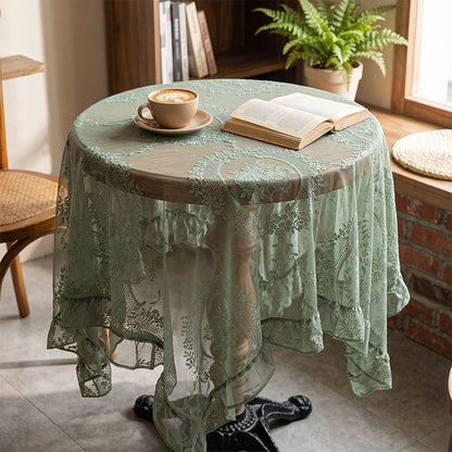 Ownkoti Romantic Floral Lace Ruffled Edge Tablecloth - image 4