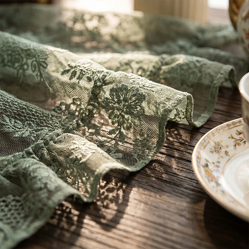 Ownkoti Romantic Floral Lace Ruffled Edge Tablecloth - image 5