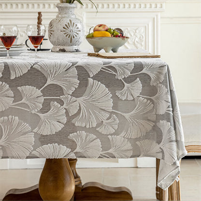 Ownkoti Elegant Ginkgo Leaf Jacquard Tablecloth - 55" x 102" - Grey - image 6