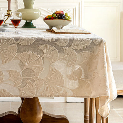 Ownkoti Elegant Ginkgo Leaf Jacquard Tablecloth - 55" x 102" - Beige - image 4