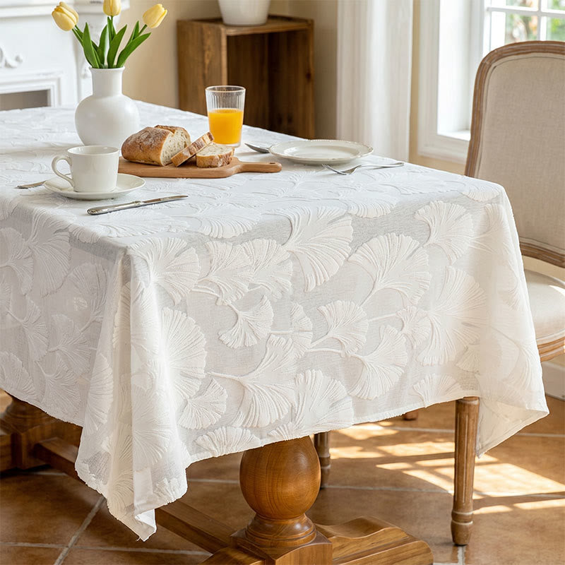 Ownkoti Elegant Ginkgo Leaf Jacquard Tablecloth - image 1