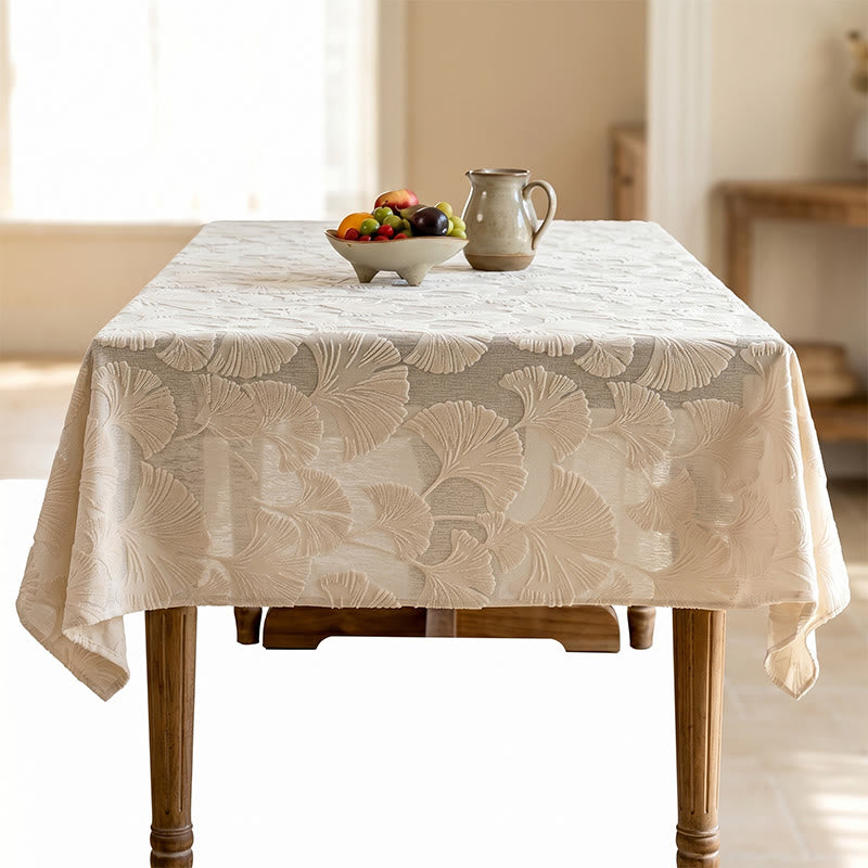 Ownkoti Elegant Ginkgo Leaf Jacquard Tablecloth - image 5