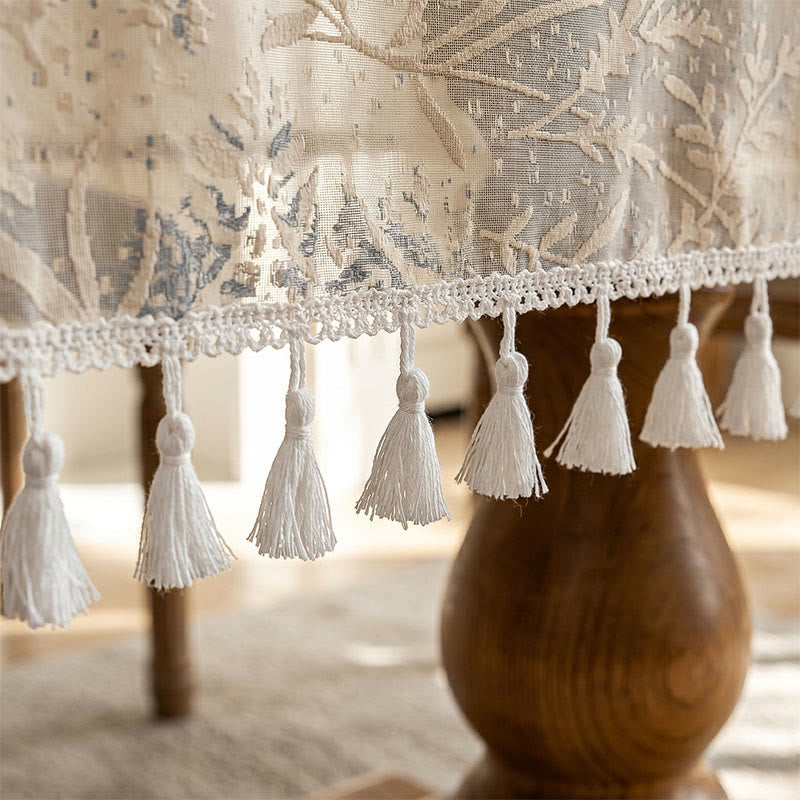 Ownkoti Romantic Floral Leaf  Lace Tassel Tablecloth - image 5