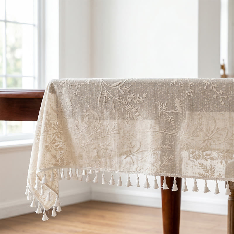 Ownkoti Romantic Floral Leaf  Lace Tassel Tablecloth - image 4
