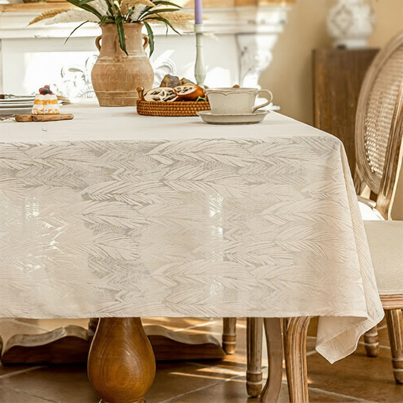 Ownkoti Leaf Pattern Jacquard Tablecloth - 55" x 102" - Beige - image 2