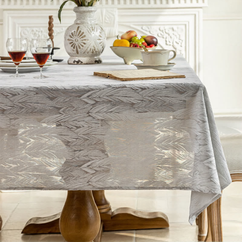 Ownkoti Leaf Pattern Jacquard Tablecloth - 55" x 102" - Grey - image 5