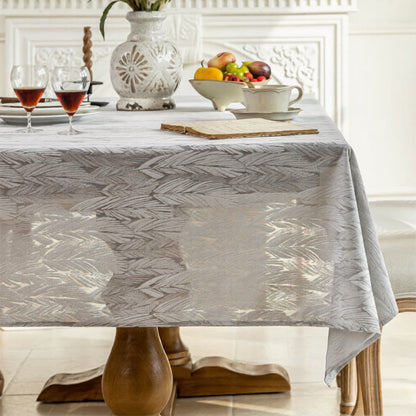 Ownkoti Leaf Pattern Jacquard Tablecloth - 55" x 102" - Grey - image 5