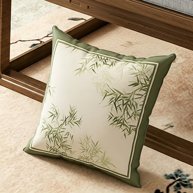 Ownkoti Vintage Green Bamboo Leaf Sofa Slipcover - Throw Pillow - 17" x 17" - image 3