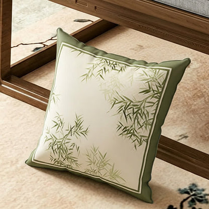 Ownkoti Vintage Green Bamboo Leaf Sofa Slipcover - Throw Pillow - 17" x 17" - image 3