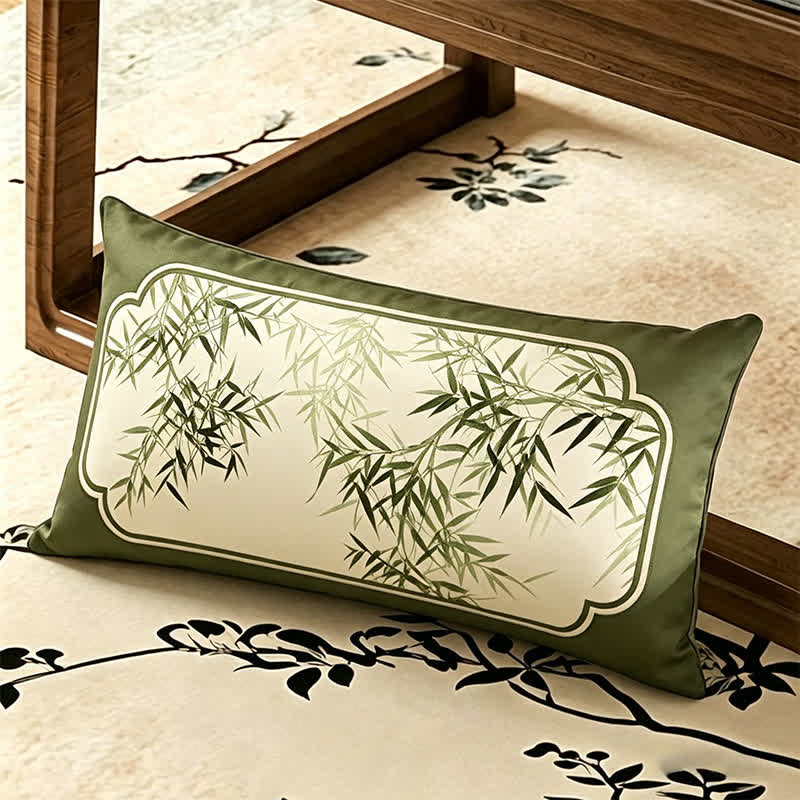 Ownkoti Vintage Green Bamboo Leaf Sofa Slipcover - Throw Pillow - 12" x 19" - image 4