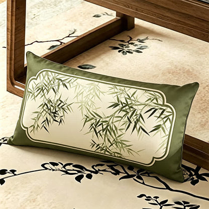 Ownkoti Vintage Green Bamboo Leaf Sofa Slipcover - Throw Pillow - 12" x 19" - image 4