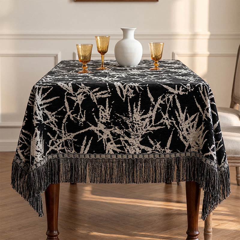 Ownkoti Vintage Bamboo Jacquard Tassel Tablecloth - image 4