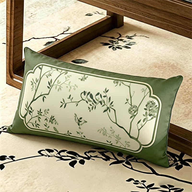 Ownkoti Vintage Green Branch & Floral Sofa Slipcover - Throw Pillow - 12" x 19" - image 4