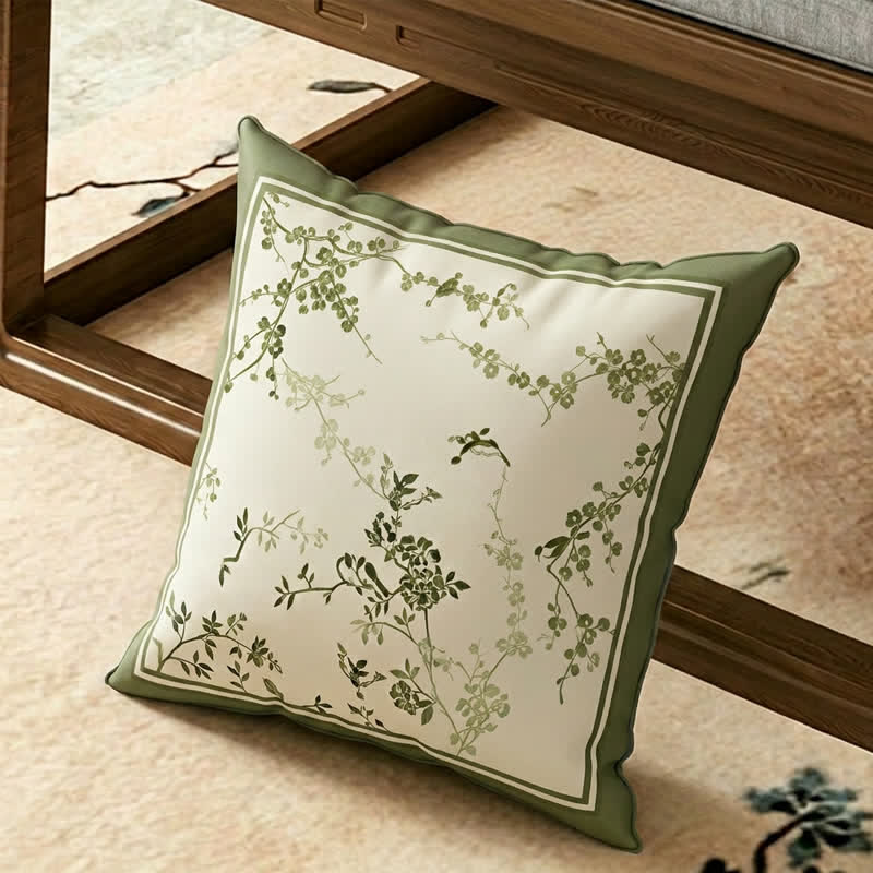 Ownkoti Vintage Green Plum Blossom Sofa Slipcover - Throw Pillow - 17" x 17" - image 2