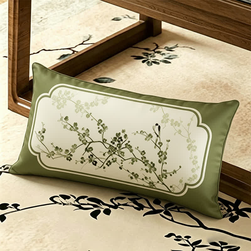 Ownkoti Vintage Green Plum Blossom Sofa Slipcover - Throw Pillow - 12" x 19" - image 3