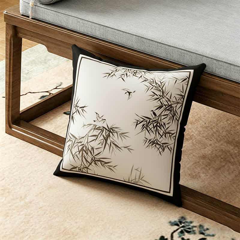 Ownkoti Vintage Elegant Bamboo Leaf Sofa Slipcover - Throw Pillow - 17" x 17" - image 1