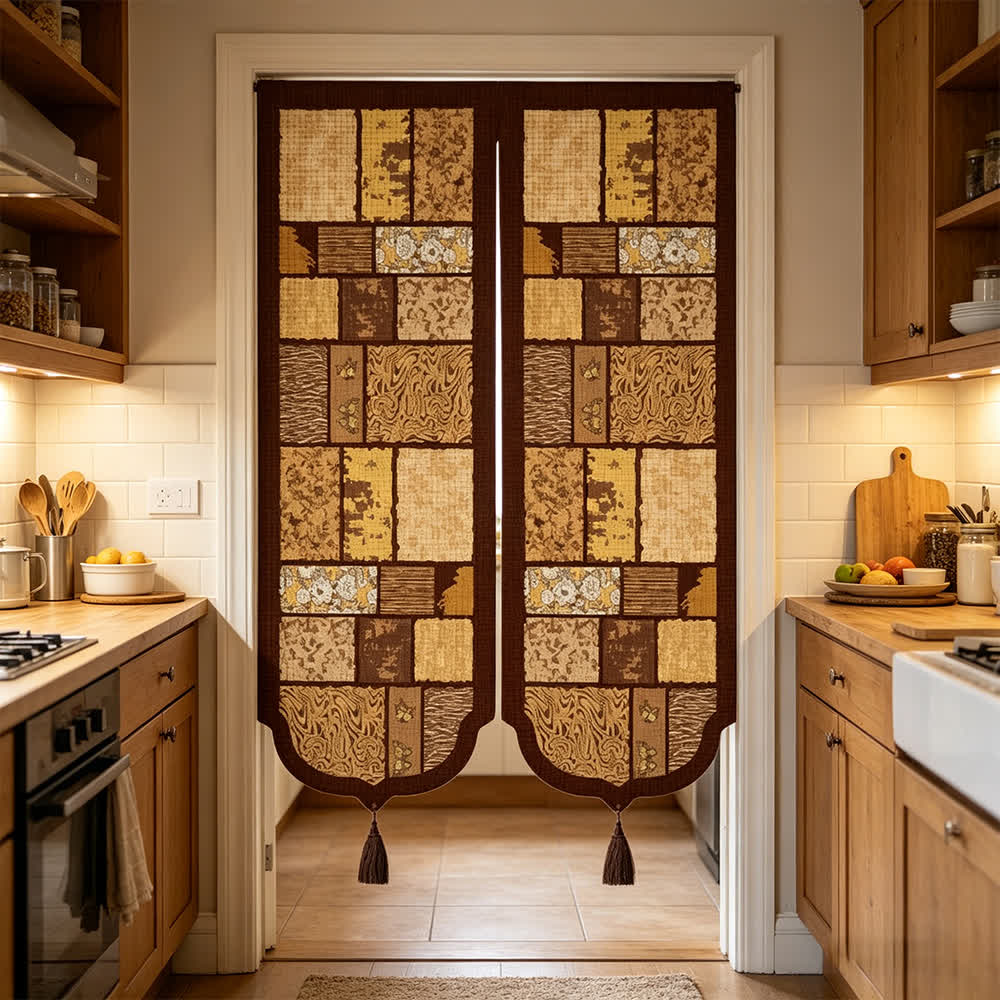 Ownkoti Vintage Wood-Tone Room Divider Door Curtain - 39"W x 55"L - image 1