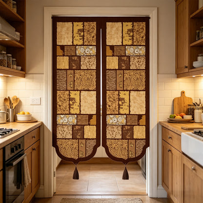 Ownkoti Vintage Wood-Tone Room Divider Door Curtain - 39"W x 55"L - image 1