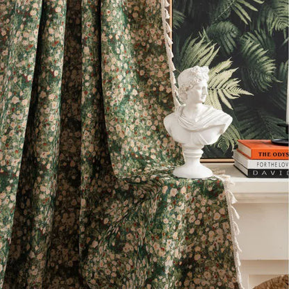 Ownkoti Cottage Style Green Floral Tassel Curtain - image 1