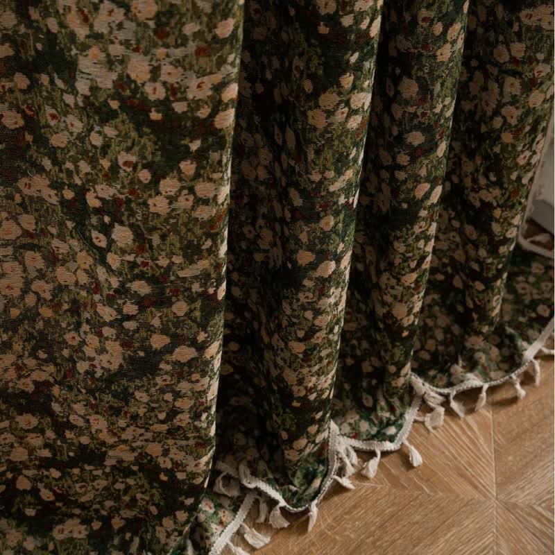 Ownkoti Cottage Style Green Floral Tassel Curtain - image 9