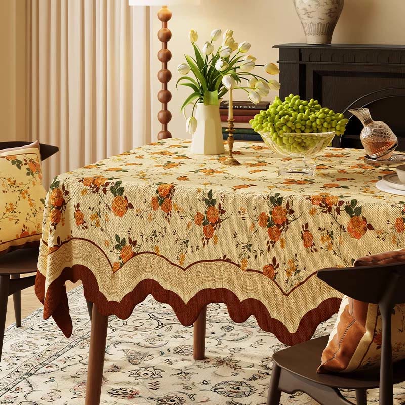 Ownkoti Vintage Monthly Rose Cotton Linen Tablecloth - 55" x 87" - Rectangle - image 0
