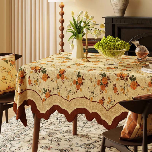 Ownkoti Vintage Monthly Rose Cotton Linen Tablecloth - 55" x 87" - Rectangle - image 0