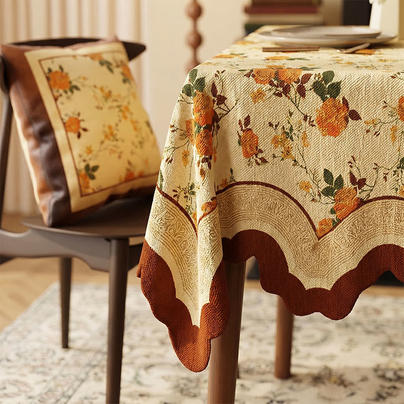 Ownkoti Vintage Monthly Rose Cotton Linen Tablecloth - image 2