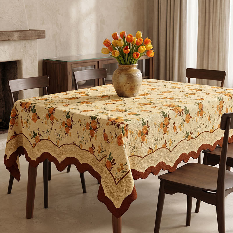 Ownkoti Vintage Monthly Rose Cotton Linen Tablecloth - image 1