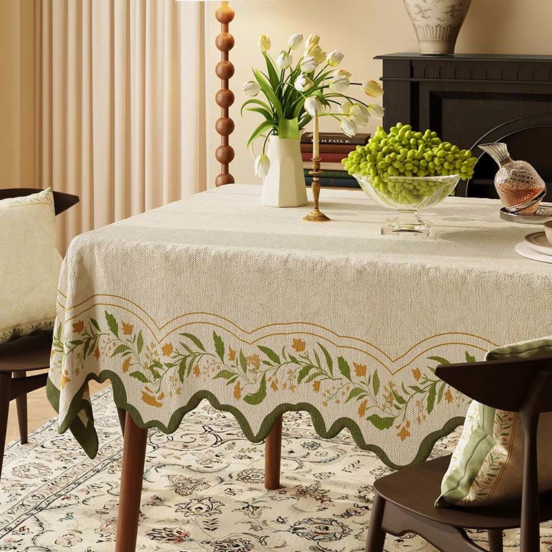 Ownkoti Vintage Garden Floral Cotton Linen Tablecloth - 55" x 87" - Rectangle - image 0