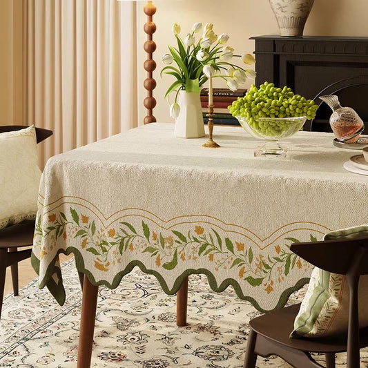 Ownkoti Vintage Garden Floral Cotton Linen Tablecloth - 55" x 87" - Rectangle - image 0