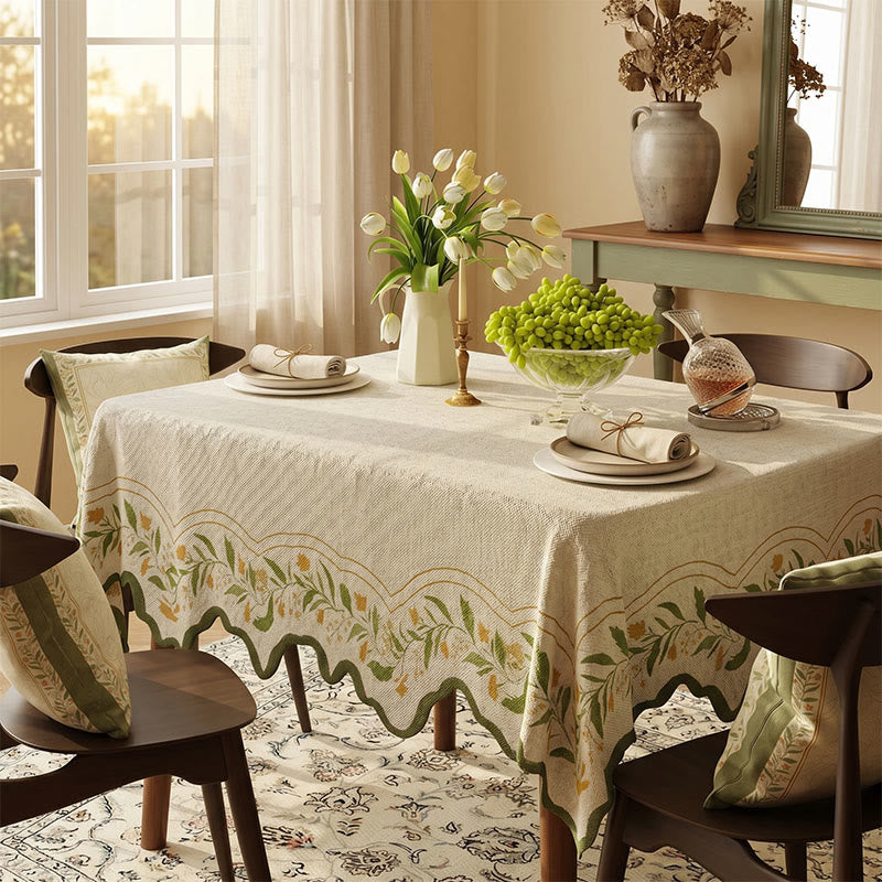 Ownkoti Vintage Garden Floral Cotton Linen Tablecloth - image 1