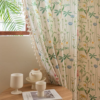 Ownkoti Cottage Style Botanical Leaf Tassel Curtain - image 4