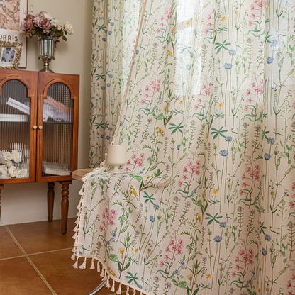 Ownkoti Cottage Style Botanical Leaf Tassel Curtain - image 3