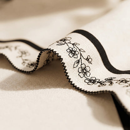 Ownkoti Black Floral Cotton Linen Tablecloth - image 2