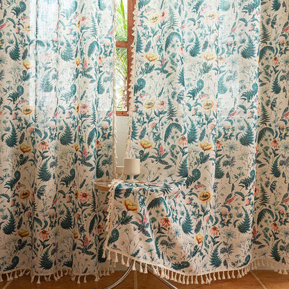 Ownkoti Tropical Style Botanical Floral Tassel Curtain - image 4