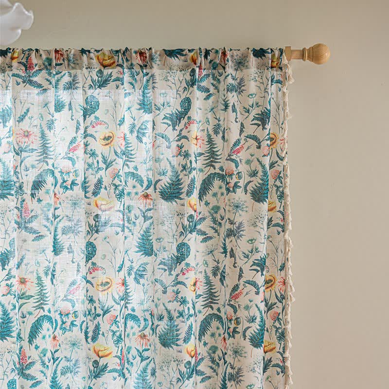 Ownkoti Tropical Style Botanical Floral Tassel Curtain - image 6