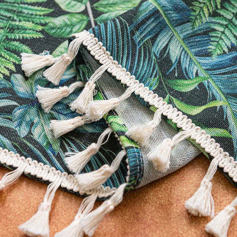 Ownkoti Tropical Jungle Leaf Print Tassel Curtain - image 9