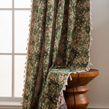 Ownkoti Cottage Style Green Floral Tassel Curtain - image 5