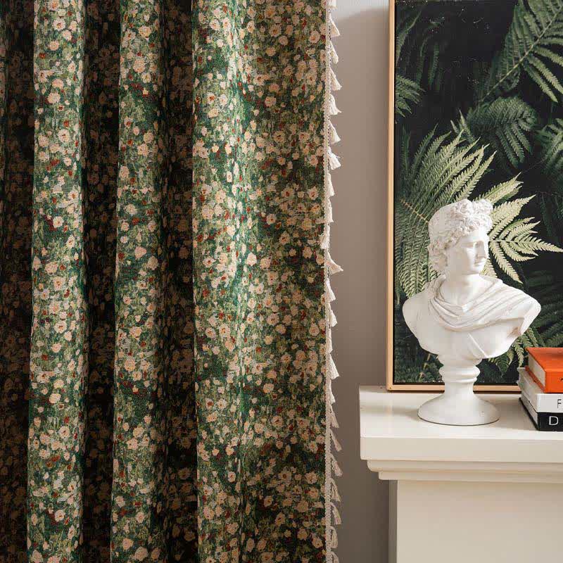 Ownkoti Cottage Style Green Floral Tassel Curtain - image 7