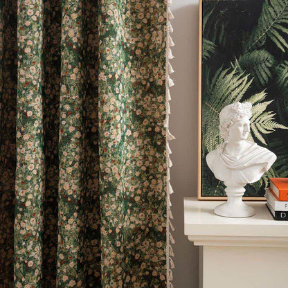 Ownkoti Cottage Style Green Floral Tassel Curtain - image 7
